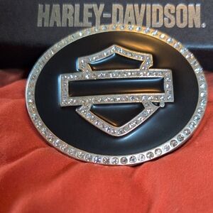 Harley-Davidson Black & Silver Crystal Logo Belt Buckle